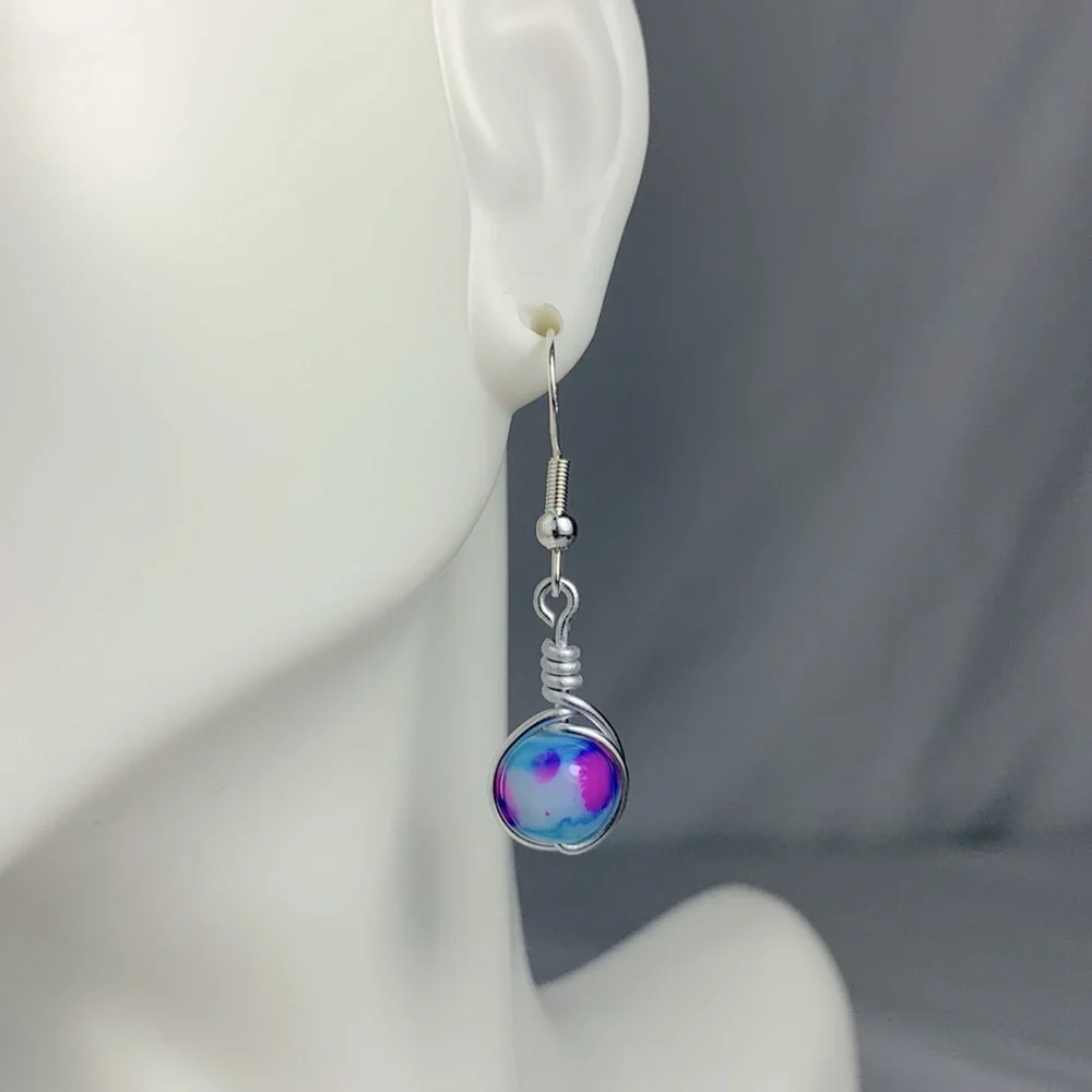 New Handmade Wire Wrapped Bead Earrings - Picture 3 of 4